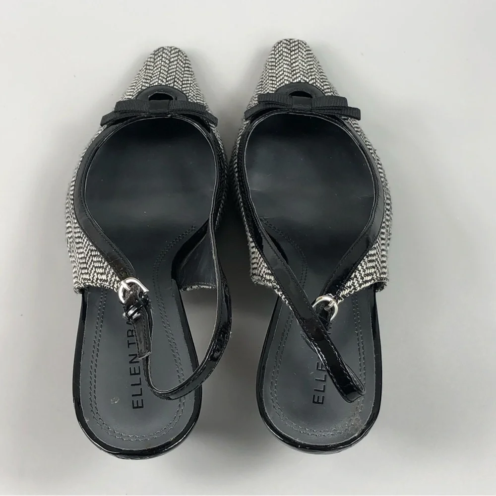 Ellen Tracy Black and White Tweed Slingback Heels